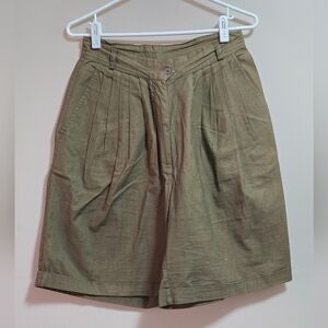 Vintage Brettons 100% cotton tailored bermuda pleated  kaki green short